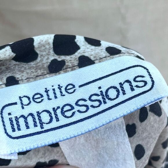 Vintage Cheetah Print Blouse Size petite large or medium 90s office siren top - Picture 8 of 9